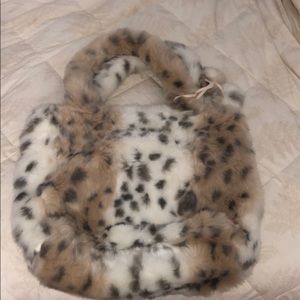 Pottery Barn Faux Snow Leopard Fur Bag